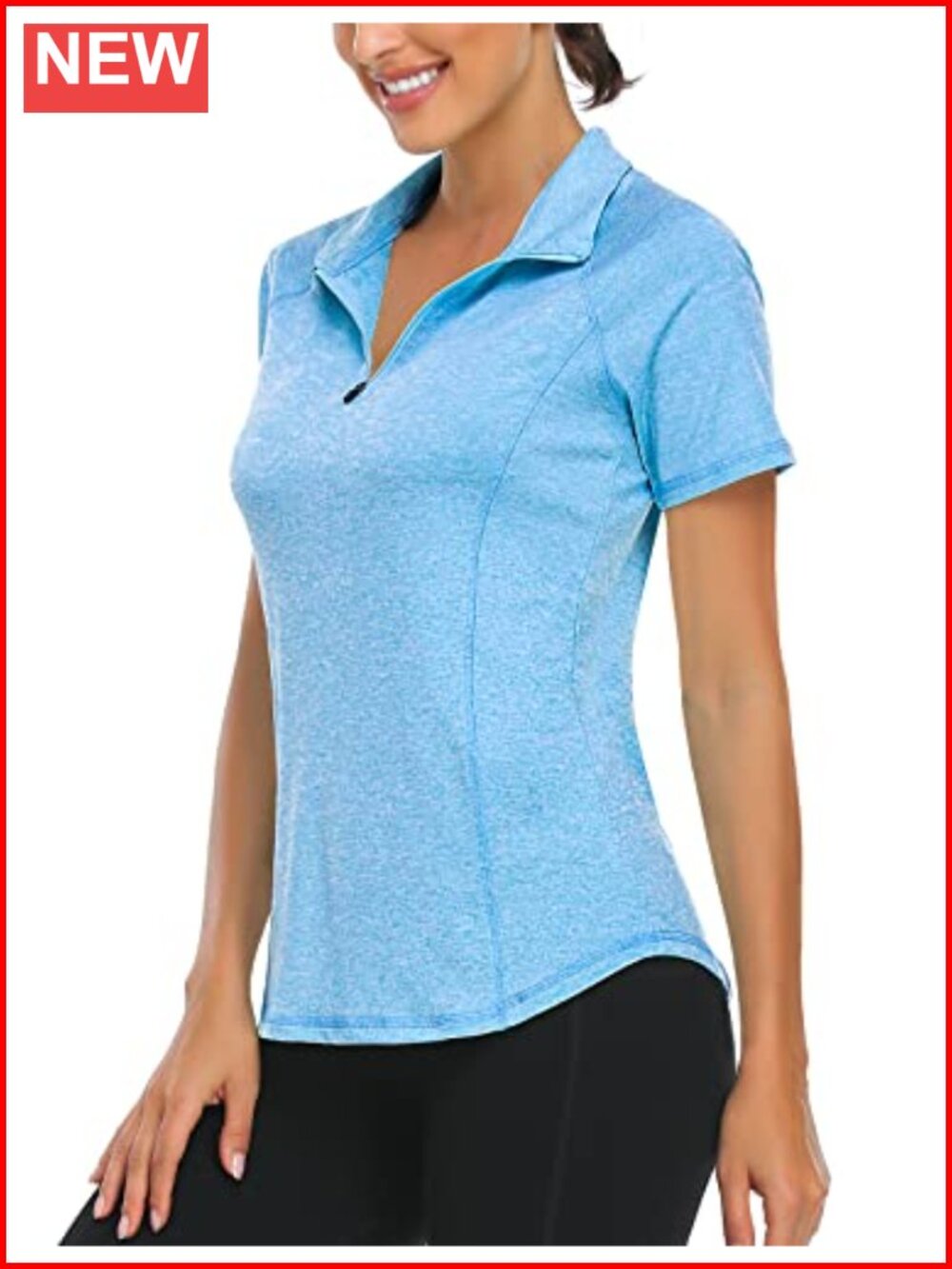 Women's Golf Shirt Short Sleeve Quarter Zip UPF 50+ Running Top